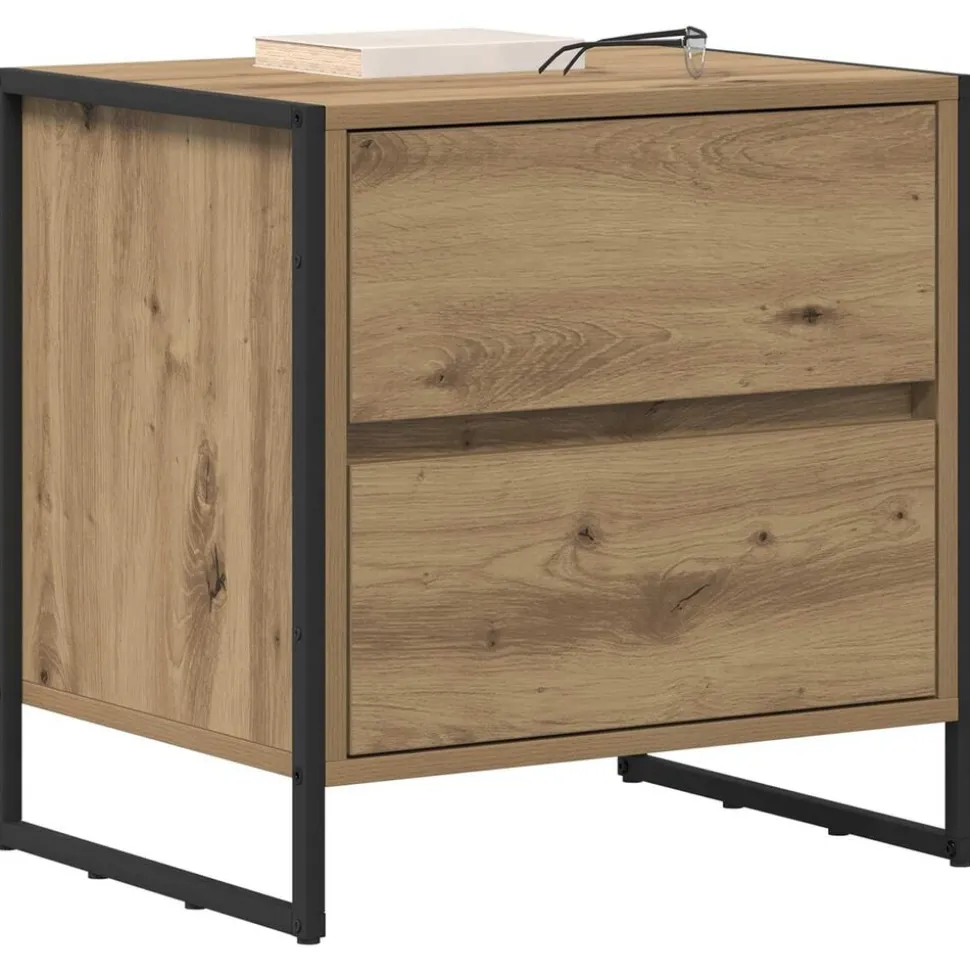 vidaXL Nachtkastje Ambachtelijk eiken 50 x 39,5 x 50 cm Bewerkt hout
