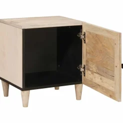vidaXL Nachtkastje Beige 40 x 33 x 46 cm Massief acaciahout