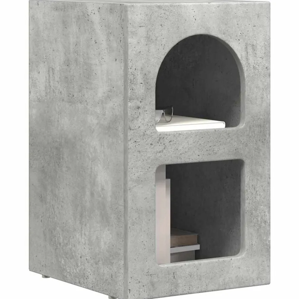 vidaXL Nachtkastje Beton Grijs 29,5 x 33,5 x 50 cm Bewerkt hout