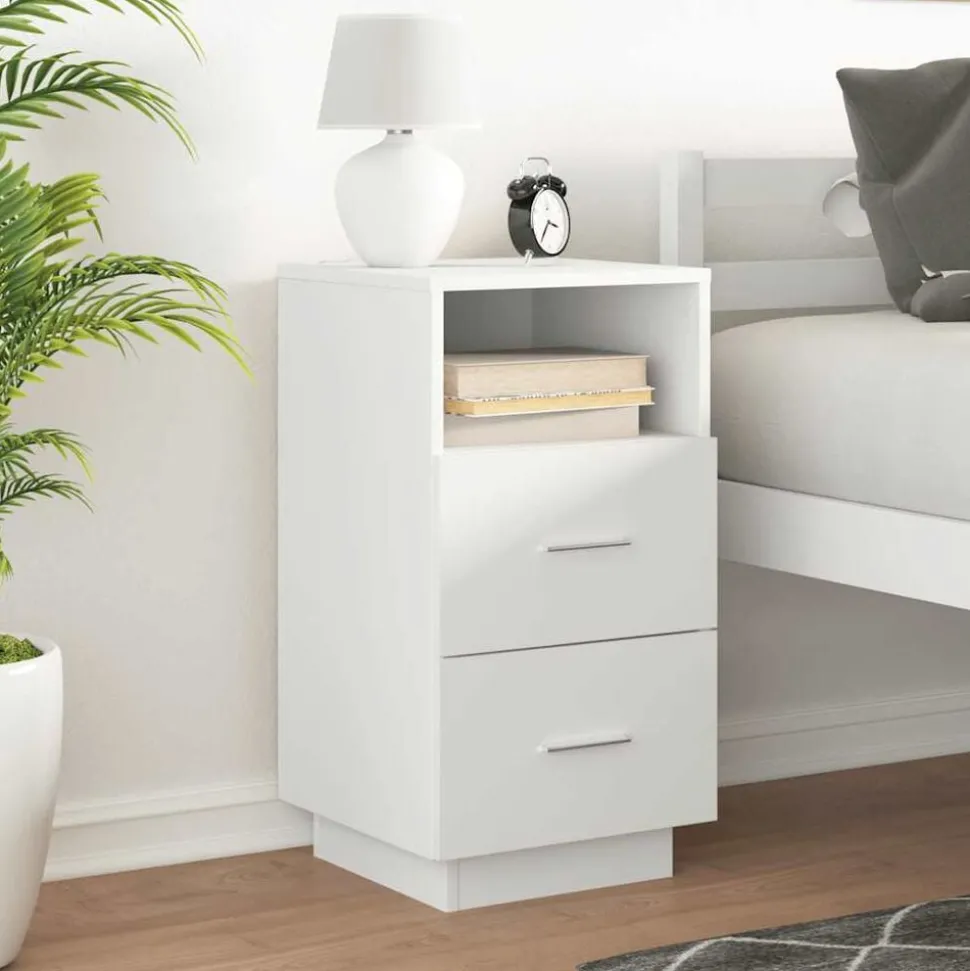 vidaXL Nachtkastje met 2 lades 36x36x68 cm wit