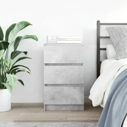 vidaXL Nachtkastje met 3 lades 39x35x65 cm betongrijs