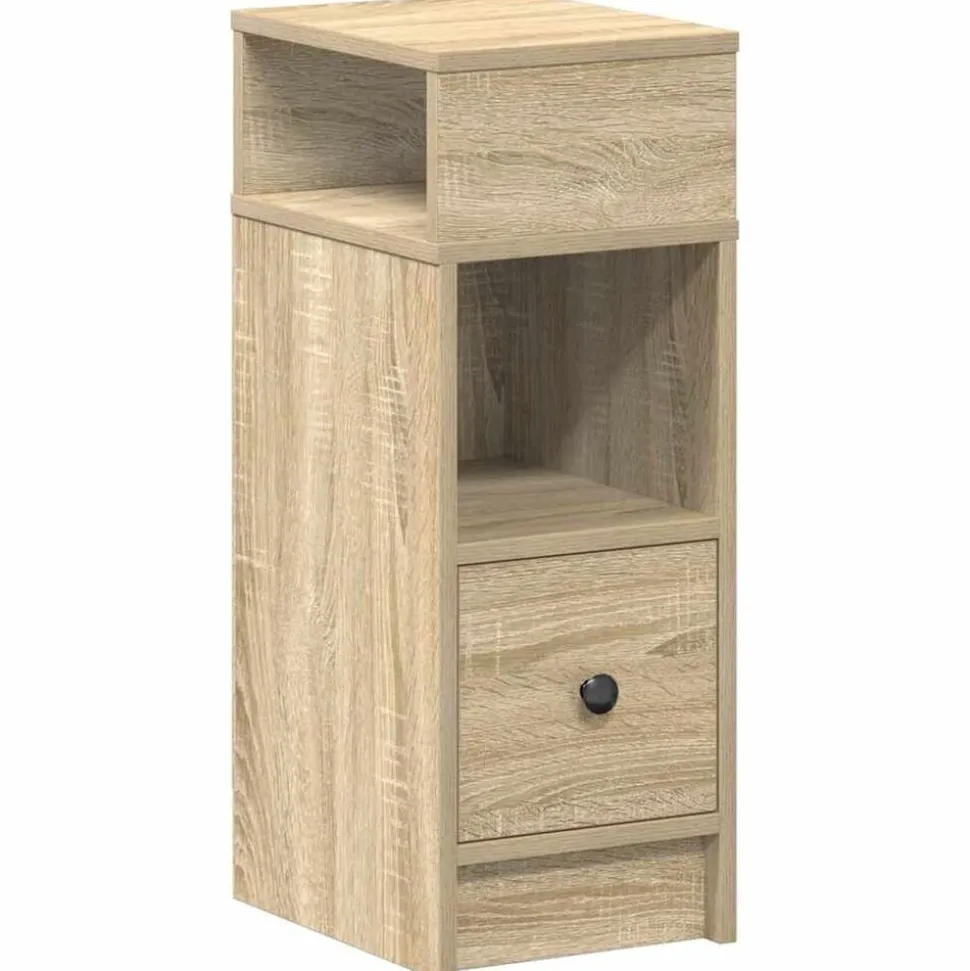 vidaXL Nachtkastje met lade 25x31x66 cm sonoma eikenkleurig