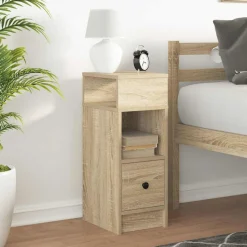 vidaXL Nachtkastje met lade 25x31x66 cm sonoma eikenkleurig