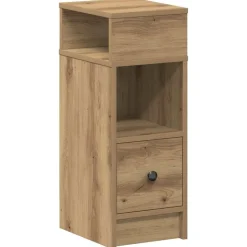 vidaXL Nachtkastje met lade 25x31x66 cm artisanaal eikenkleurig