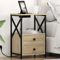 vidaXL Nachtkastje met lade Sonoma Eiken 40 x 31 x 60 cm Bewerkt hout