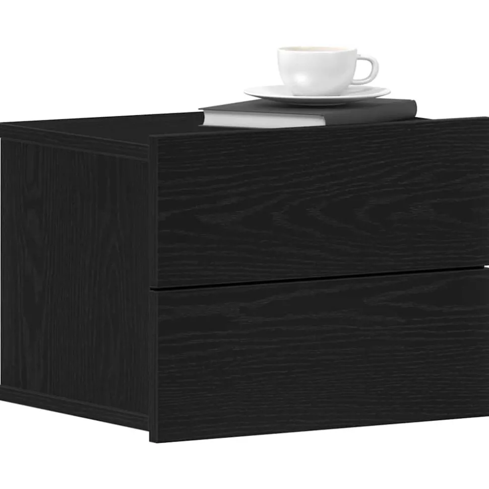 vidaXL Nachtkastje met lade Zwart Eiken 40 x 30 x 30 cm Bewerkt hout