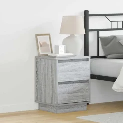 vidaXL Nachtkastje met lade Grijs 39 x 34,5 x 50 cm Bewerkt hout