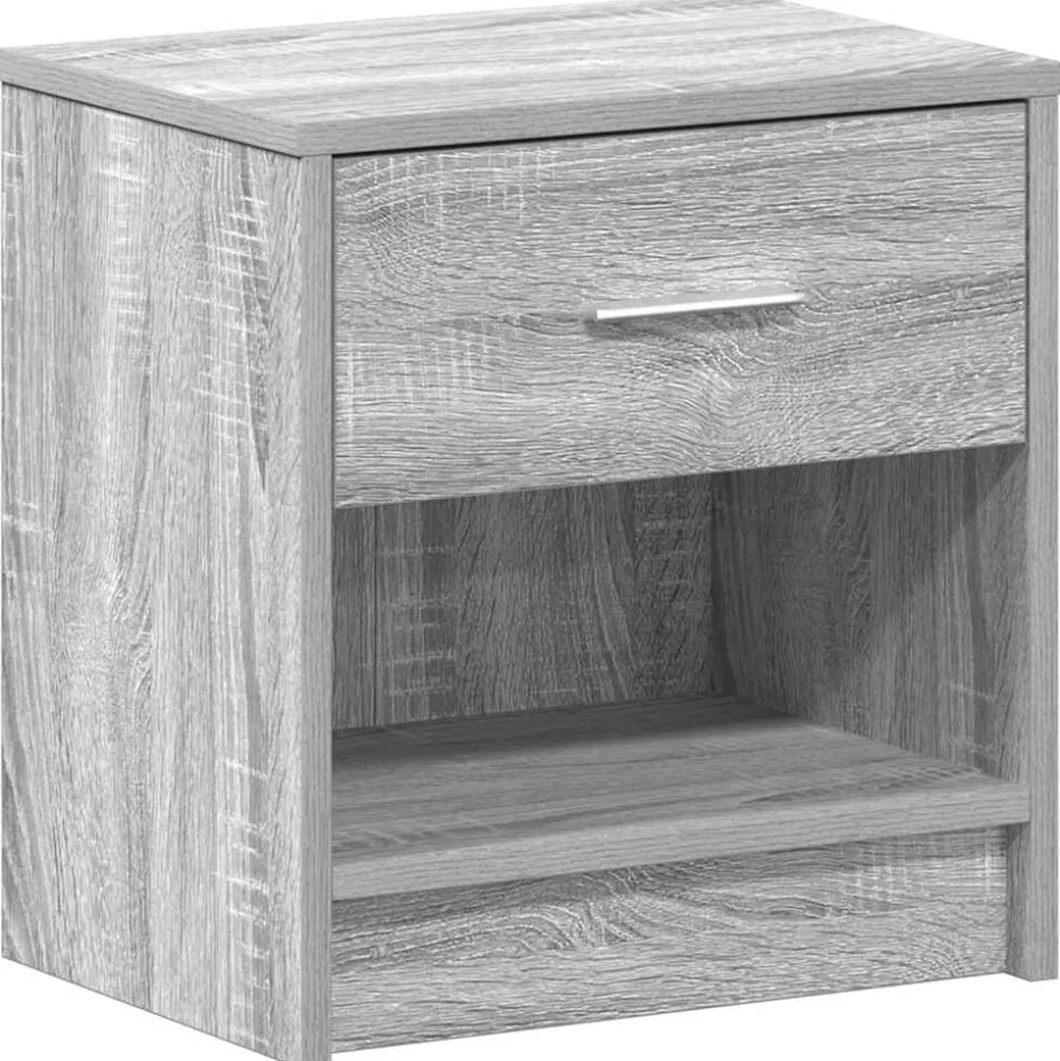 vidaXL Nachtkastje met lade 39x28x41 cm grijs sonoma eikenkleurig