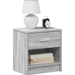 vidaXL Nachtkastje met lade 39x28x41 cm grijs sonoma eikenkleurig