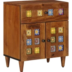 vidaXL Nachtkastje met lade Bruin 50 x 33 x 60 cm Massief Mango Hout