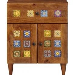 vidaXL Nachtkastje met lade Bruin 50 x 33 x 60 cm Massief Mango Hout