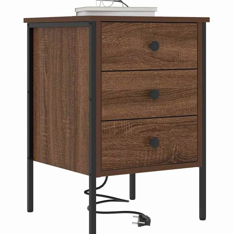 vidaXL Nachtkastje met lade Bruin Eiken 42 x 41 x 61 cm Bewerkt hout