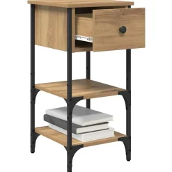 vidaXL Nachtkastje met lade Bruin 33,5 x 36 x 70 cm Geconstrueerd hout