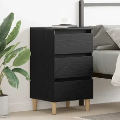 vidaXL Nachtkastje met lade Zwart Eiken 40 x 35 x 69 cm Bewerkt hout