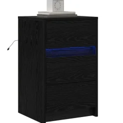 vidaXL Nachtkastje met lade Zwart Eiken 38 x 34 x 61 cm Bewerkt hout