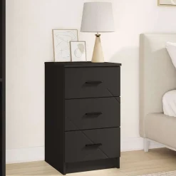 vidaXL Nachtkastje met lade Zwart 38 x 38 x 66 cm Bewerkt hout