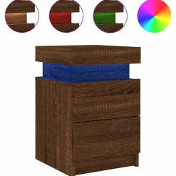 vidaXL Nachtkastje met LED-verlichting 35x39x55 cm bruin eikenkleur