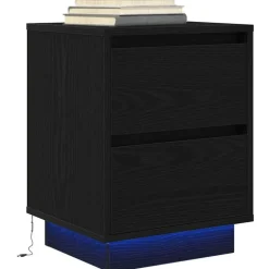 vidaXL Nachtkastje met LED-verlichting 38x34x50 cm zwart