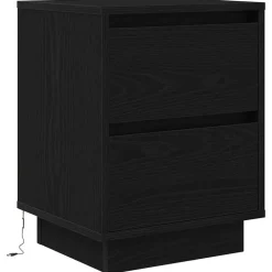 vidaXL Nachtkastje met LED-verlichting 38x34x50 cm zwart