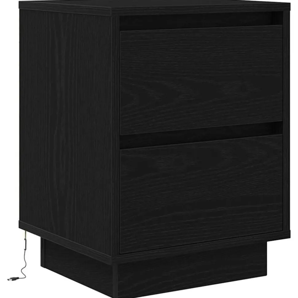 vidaXL Nachtkastje met LED-verlichting 38x34x50 cm zwart