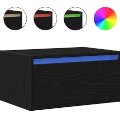 vidaXL Nachtkastje met LED's wandgemonteerd zwart eiken