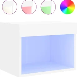 vidaXL Nachtkastje met LED's wandgemonteerd wit
