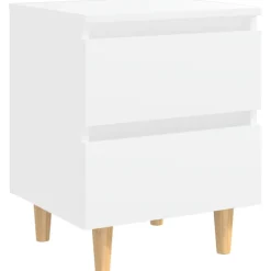 vidaXL Nachtkastje met massief grenenhouten poten 40x35x50 cm wit