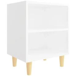 vidaXL Nachtkastje met massief houten poten 40x30x50 cm wit