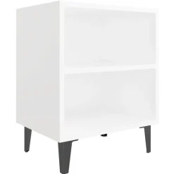 vidaXL Nachtkastje met metalen poten 40x30x50 cm wit