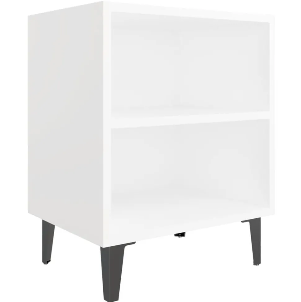 vidaXL Nachtkastje met metalen poten 40x30x50 cm wit