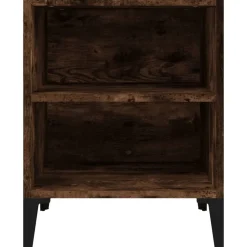 vidaXL Nachtkastje met metalen poten 40x30x50 cm gerookt eikenkleurig