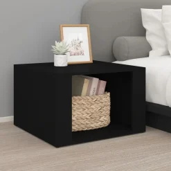 vidaXL Nachtkastje 57x55x36 cm bewerkt hout zwart