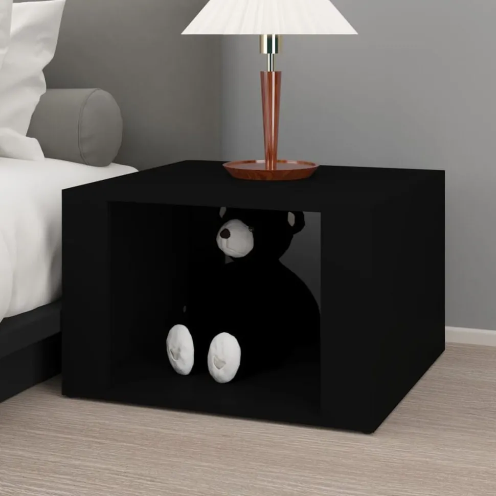vidaXL Nachtkastje 57x55x36 cm bewerkt hout zwart