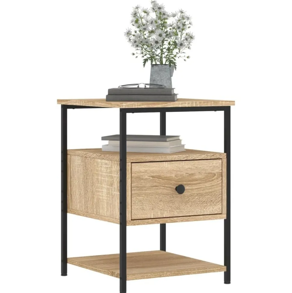 vidaXL Nachtkastje 40x42x56 cm bewerkt hout sonoma eikenkleurig