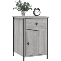 vidaXL Nachtkastje 40x42x60 cm bewerkt hout grijs sonoma eikenkleurig