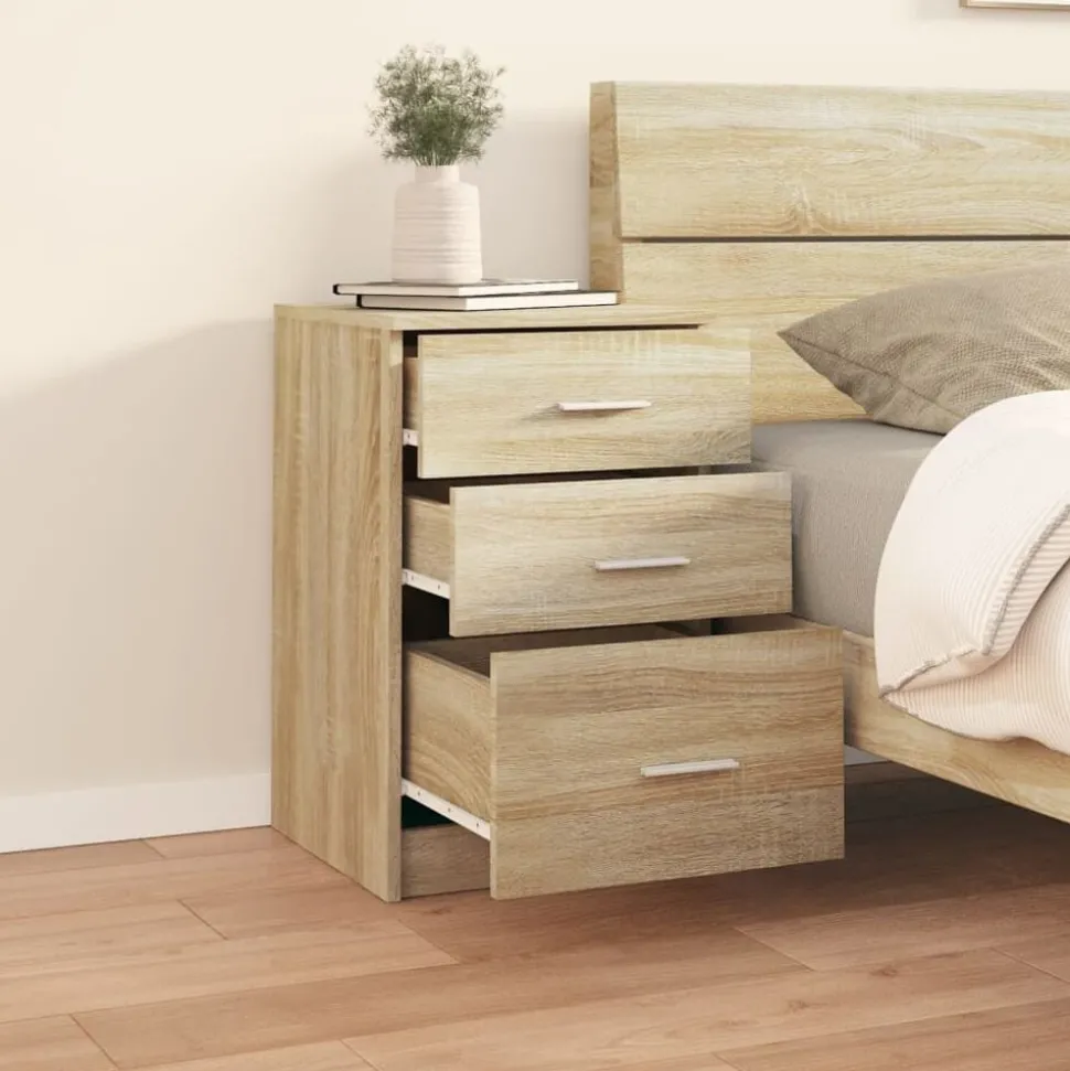 vidaXL Nachtkastje 40x40x63 cm bewerkt hout sonoma eikenkleurig