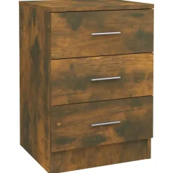 vidaXL Nachtkastje 38x35x56 cm bewerkt hout gerookt eikenkleurig