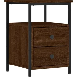 vidaXL Nachtkastje 34x35,5x50 cm bewerkt hout bruin eikenkleur