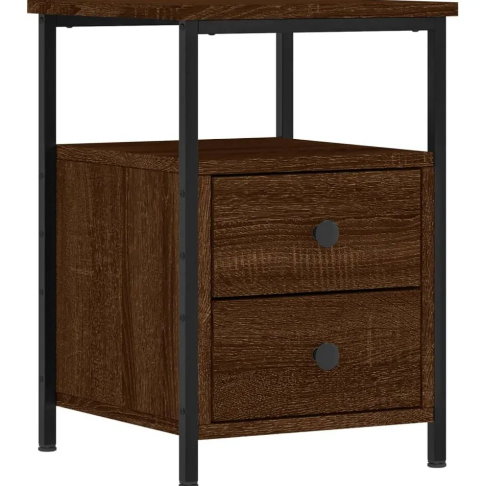 vidaXL Nachtkastje 34x35,5x50 cm bewerkt hout bruin eikenkleur