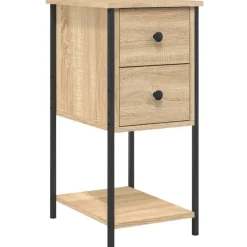 vidaXL Nachtkastje 32x42x70 cm bewerkt hout sonoma eikenkleurig