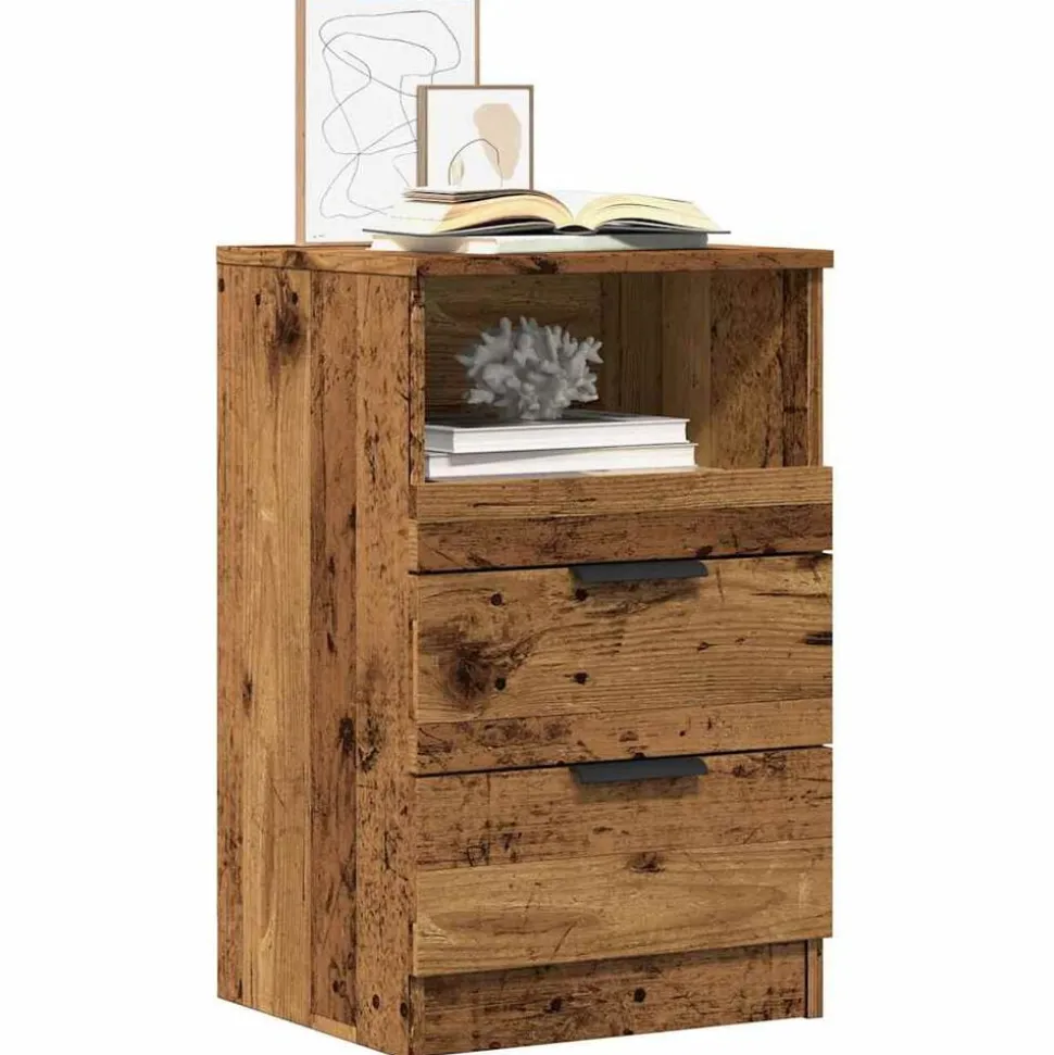 vidaXL Nachtkastje 40x36x65 cm bewerkt hout oud houtkleurig
