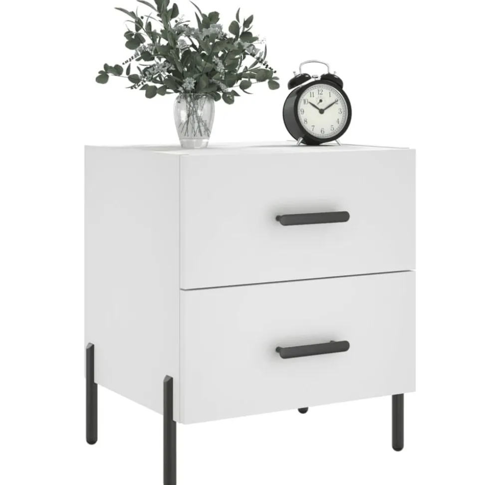 vidaXL Nachtkastje 40x35x47,5 cm bewerkt hout wit