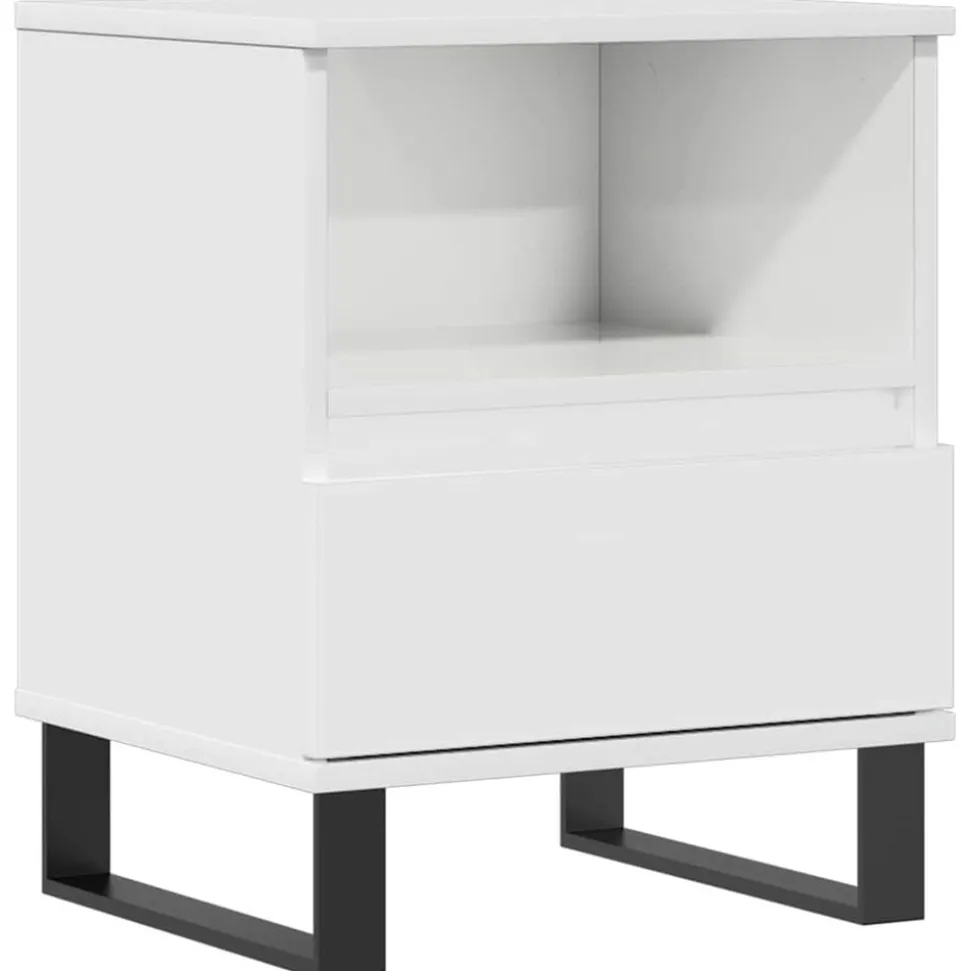 vidaXL Nachtkastje 40x35x50 cm bewerkt hout hoogglans wit