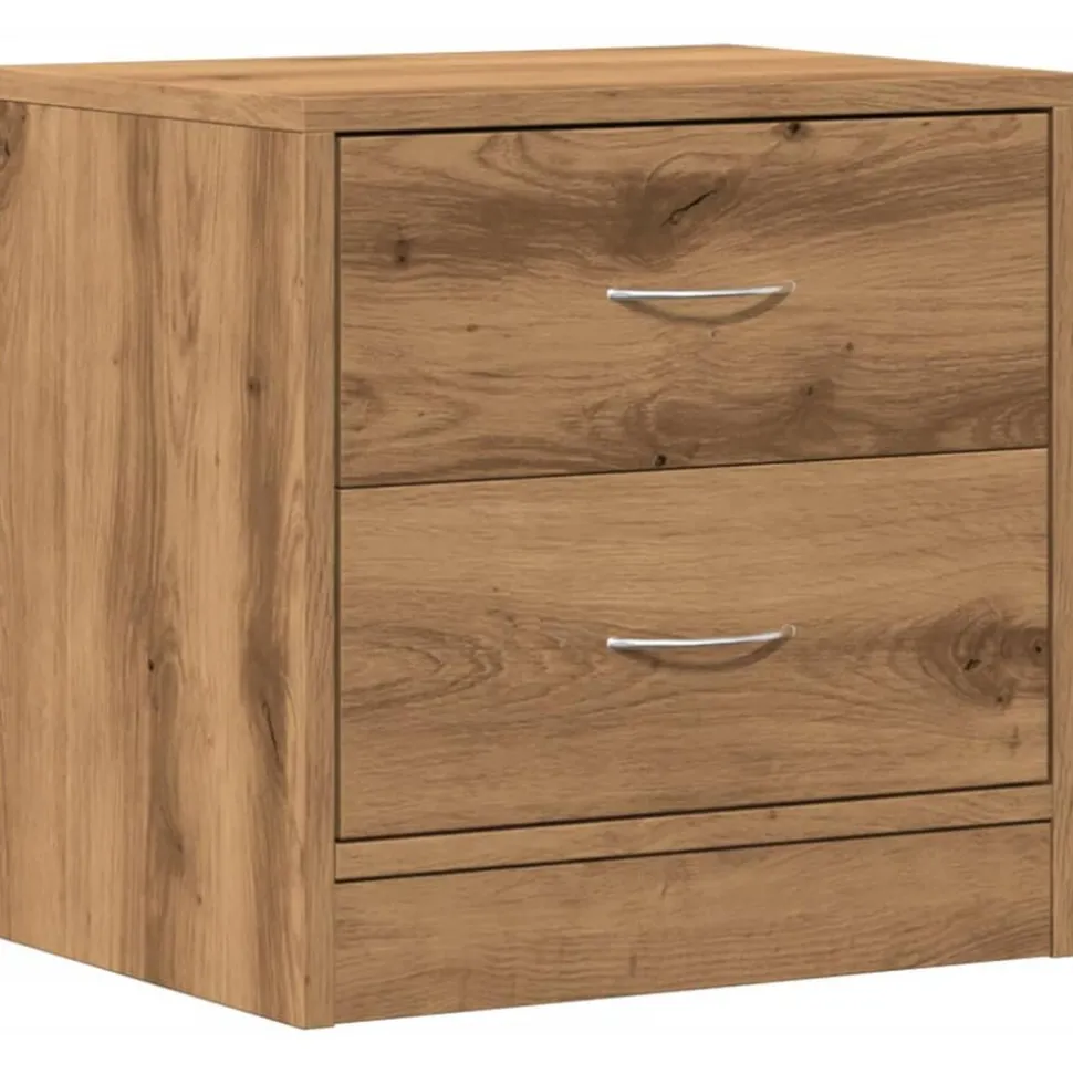 vidaXL Nachtkastje 40x30x40 cm bewerkt hout artisanaal eikenkleurig