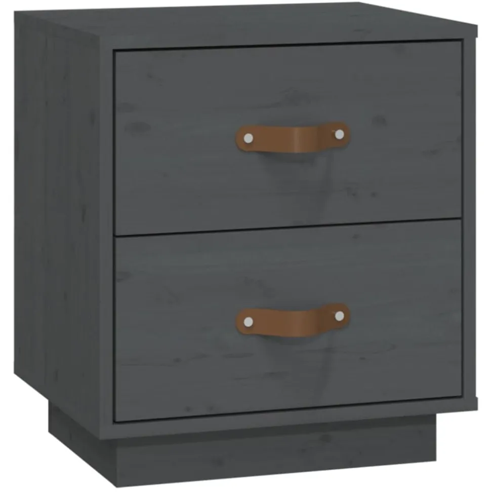 vidaXL Nachtkastje 40x34x45 cm massief grenenhout grijs