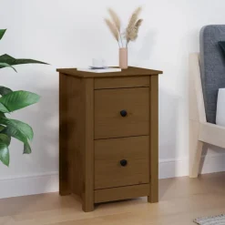 vidaXL Nachtkastje 40x35x61,5 cm massief grenenhout honingbruin