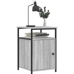 vidaXL Nachtkastje 40x42x60 cm bewerkt hout grijs sonoma eikenkleurig