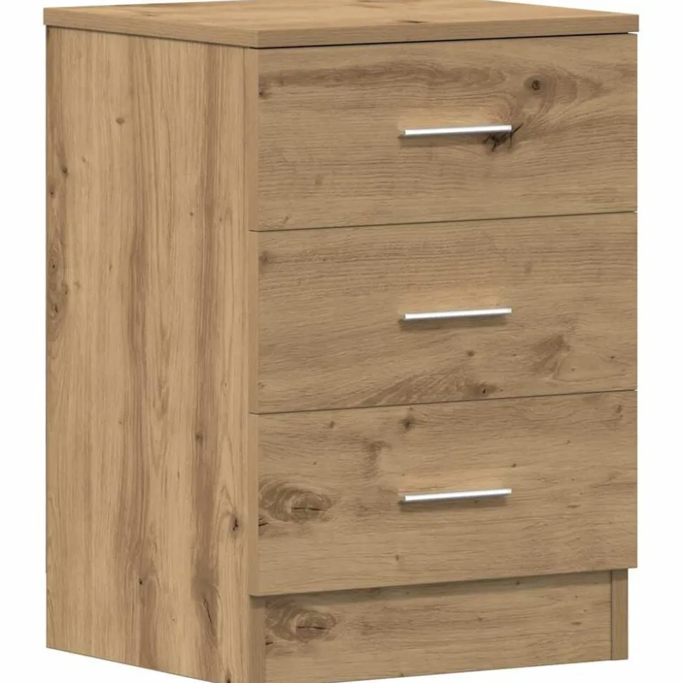 vidaXL Nachtkastje 38x35x55 cm bewerkt hout artisanaal eikenkleur