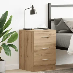 vidaXL Nachtkastje 38x35x55 cm bewerkt hout artisanaal eikenkleur