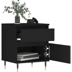 vidaXL Nachtkastje 40x35x50 cm bewerkt hout zwart